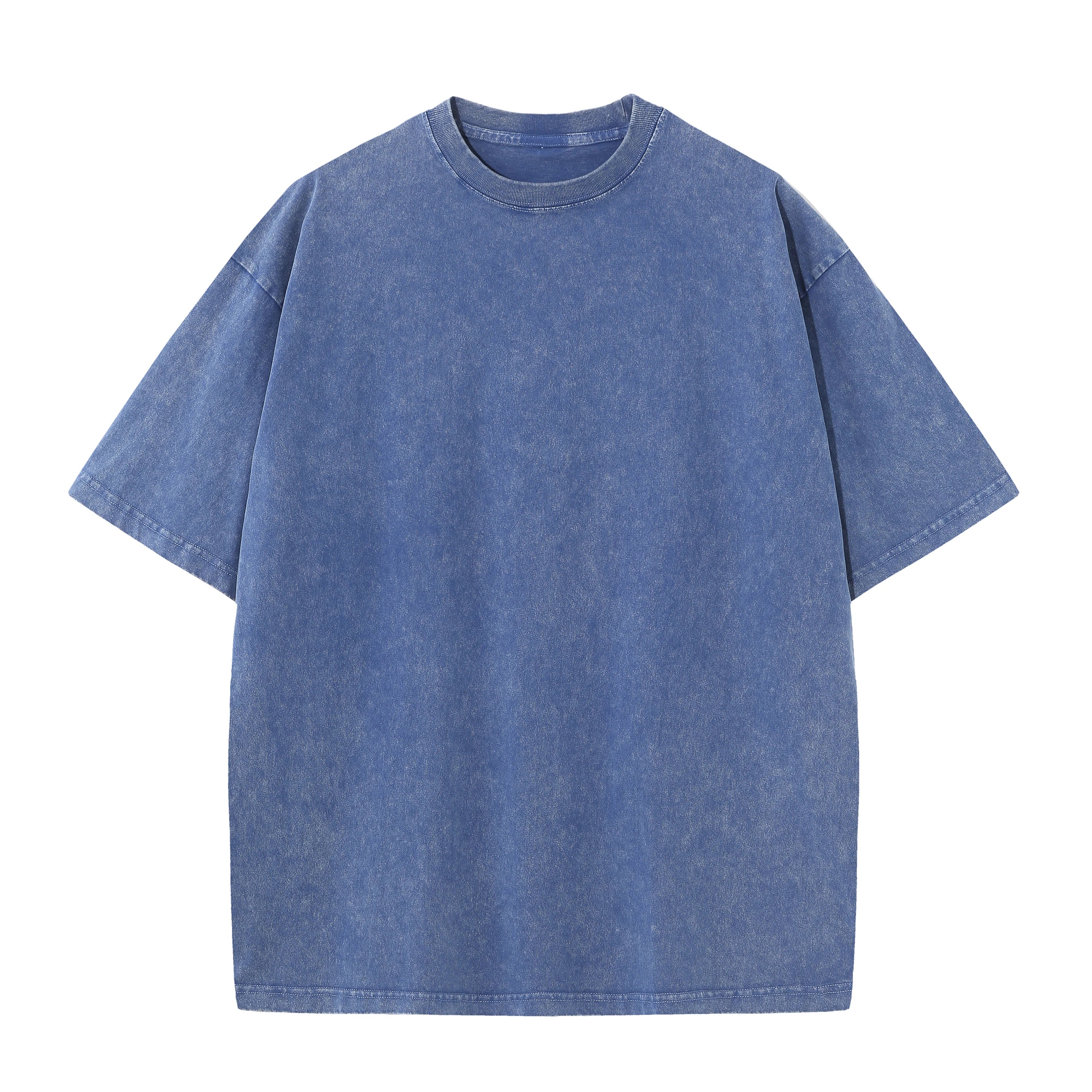 Steel Blue Washed Cotton Men’s Crew Neck T-Shirt – The Crew