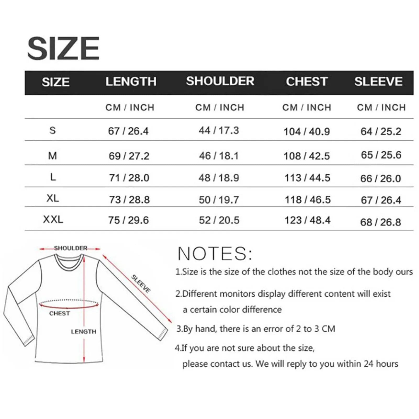 Men pullover shirt size chart measurement guide – The Crew