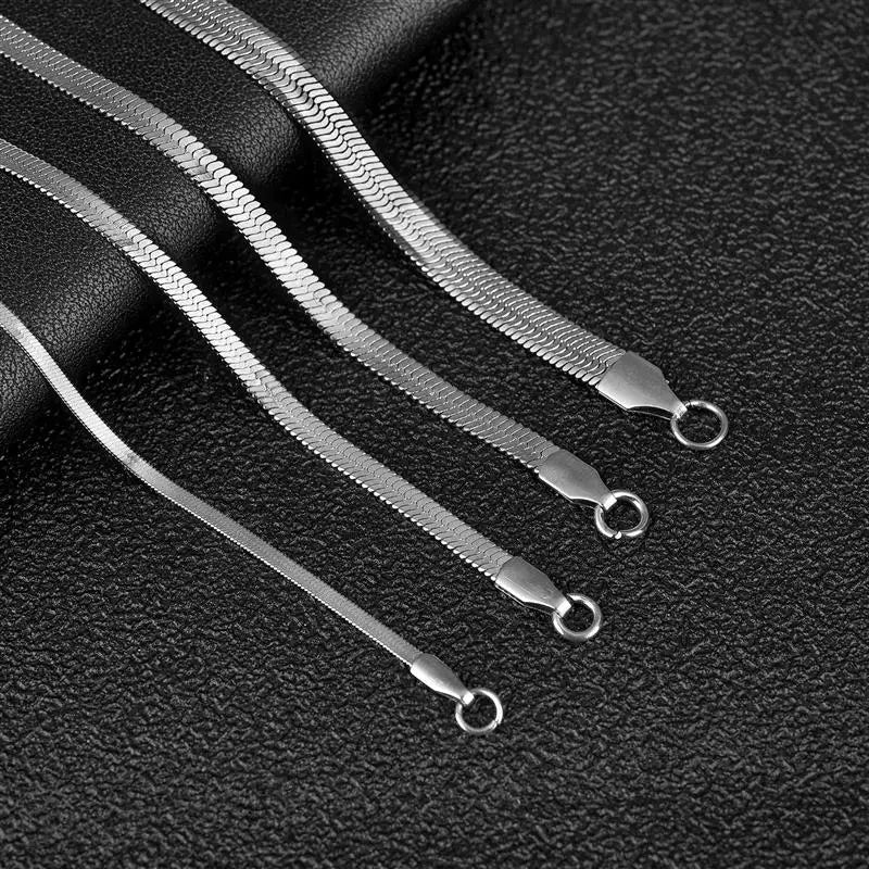Silver stainless steel snake chain clasp detail – The Crew