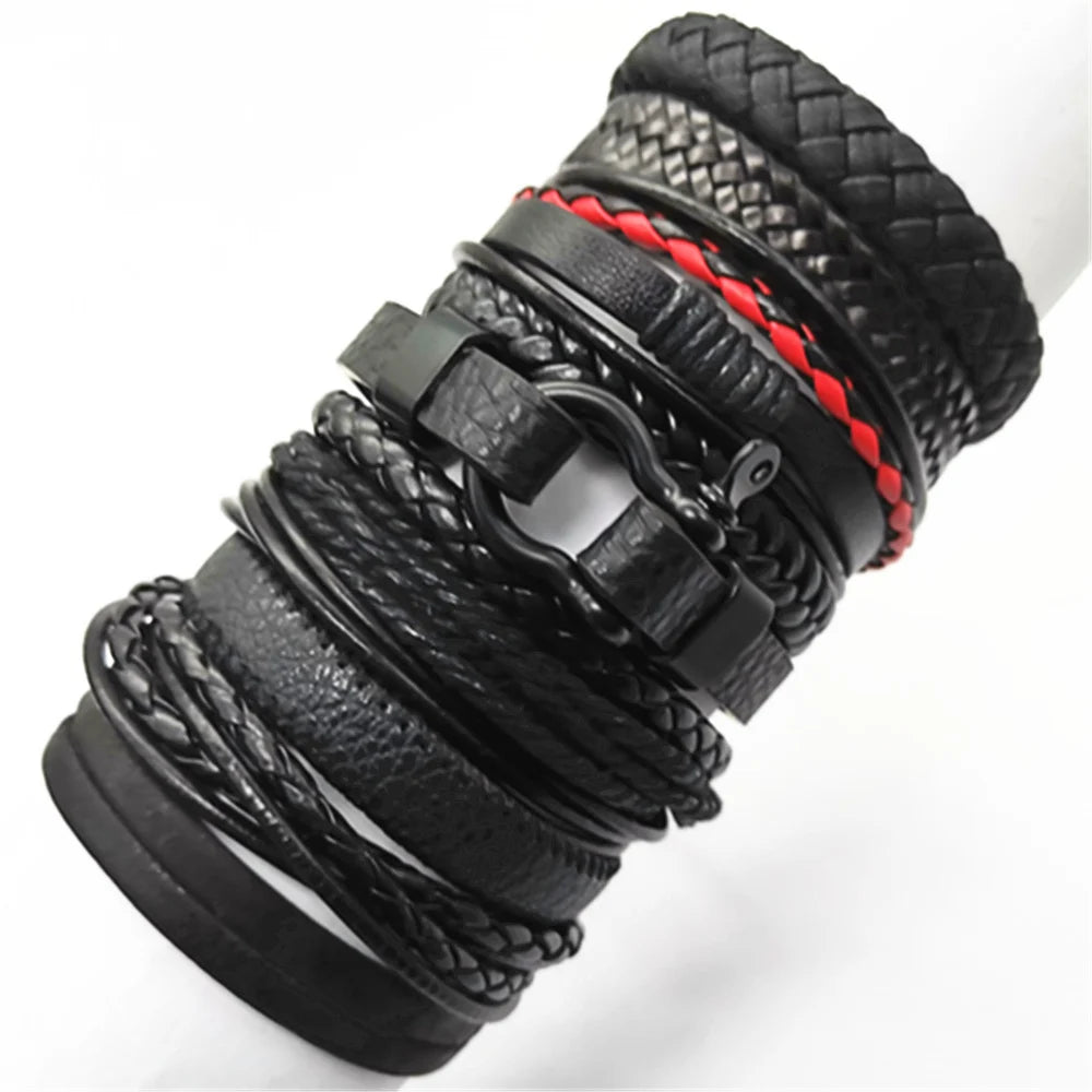 Set of 10 Leather Bracelets – Stylish & Versatile – The Crew