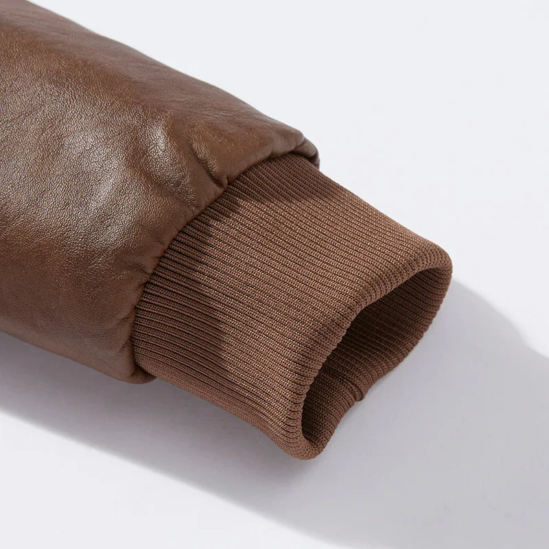 Ribbed cuff detail faux leather jacket – The Crew