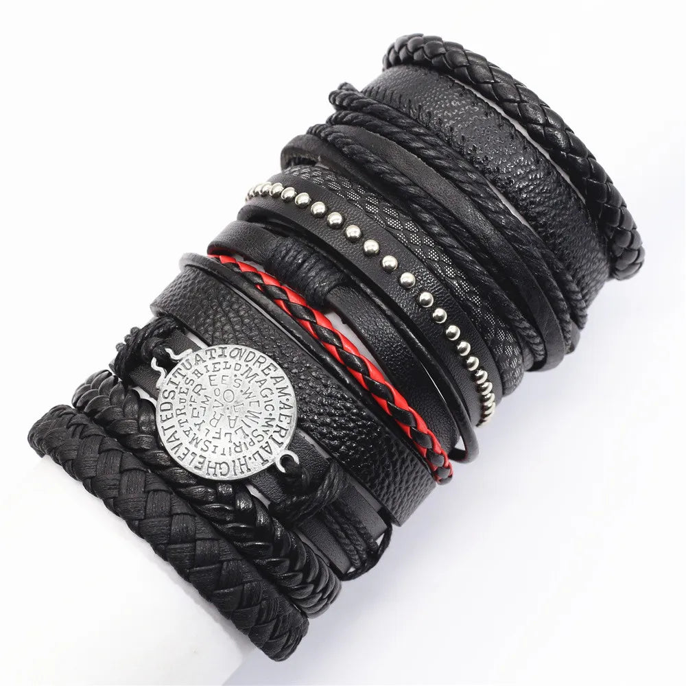 Set of 10 Leather Bracelets – Stylish & Versatile – The Crew
