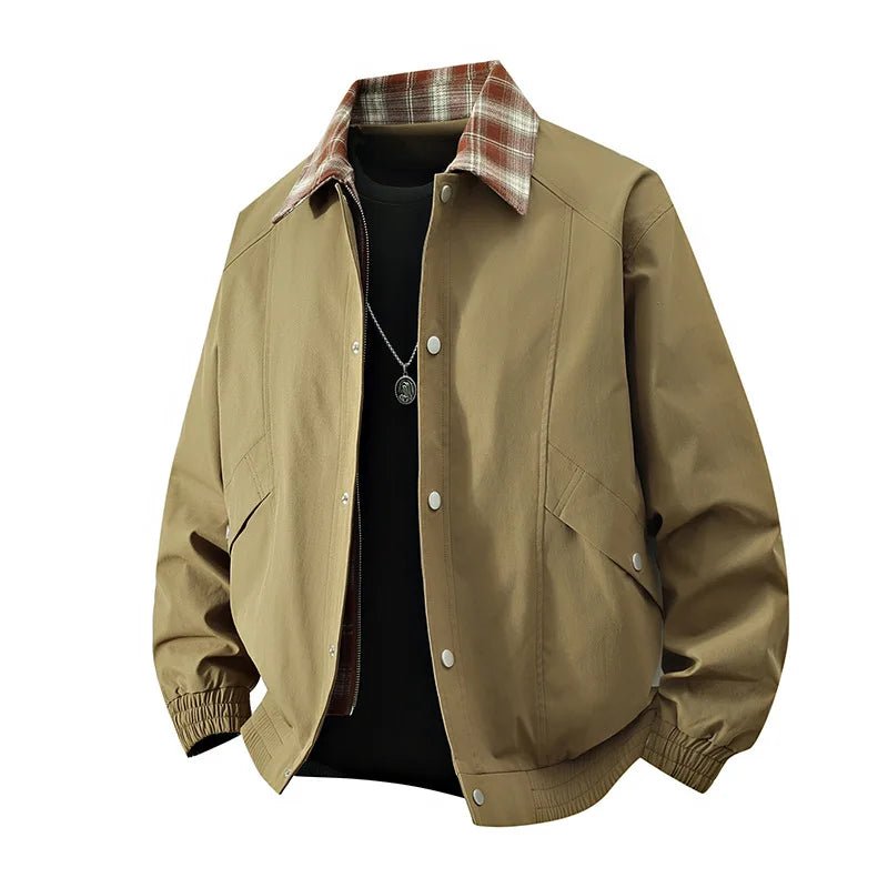 Men’s Retro Plaid Layered Jacket – Vintage Streetwear Style - The Crew