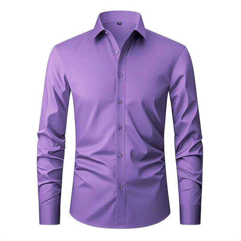 Purple slim fit dress shirt men business wear – The Crew