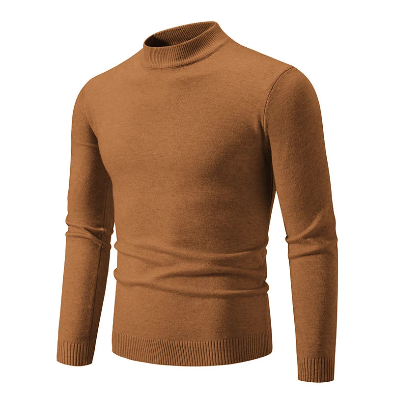 Camel Brown Men’s Cozy Mock Neck Sweater – The Crew
