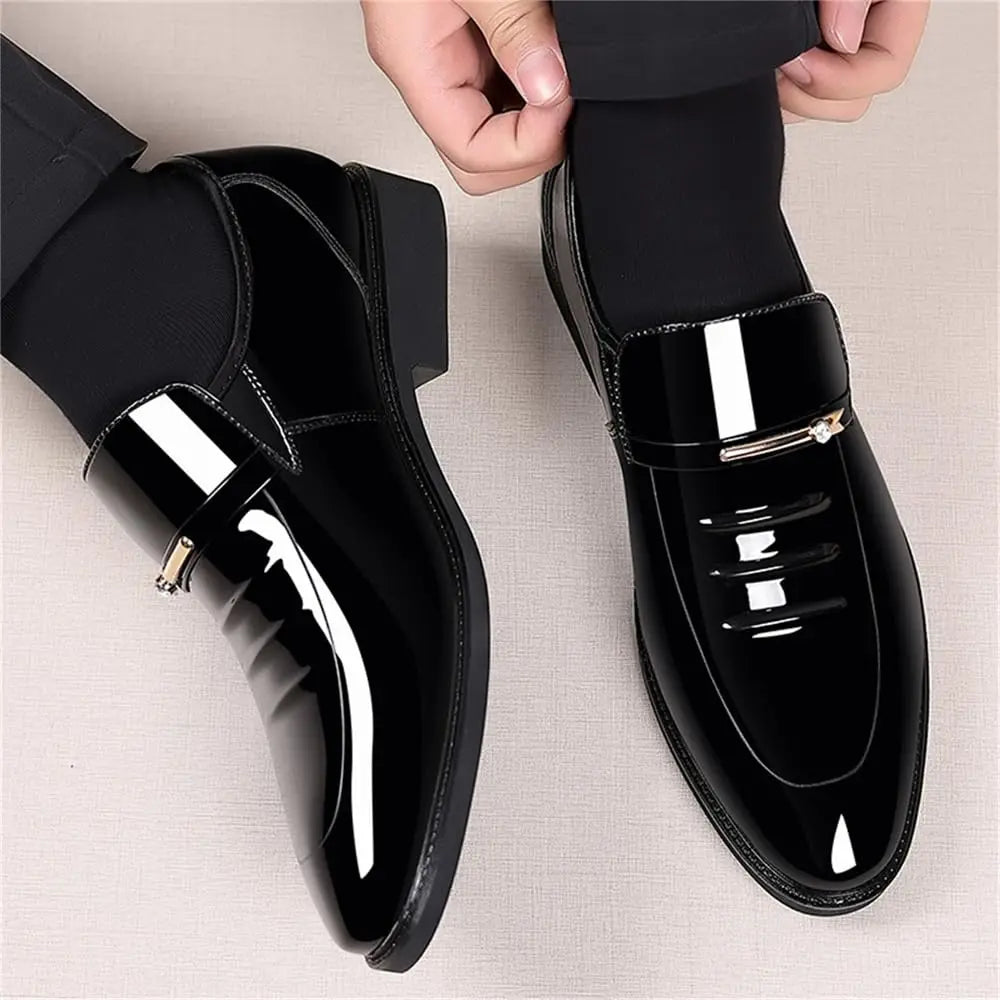 Men’s High Gloss Loafers – Sleek Slip - On Dress Shoes - The Crew
