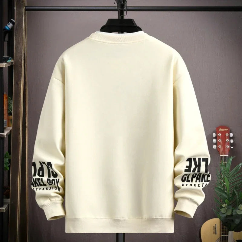 Man Wearing Japanese Tiger Street Sweatshirt Beige Back View – The Crew