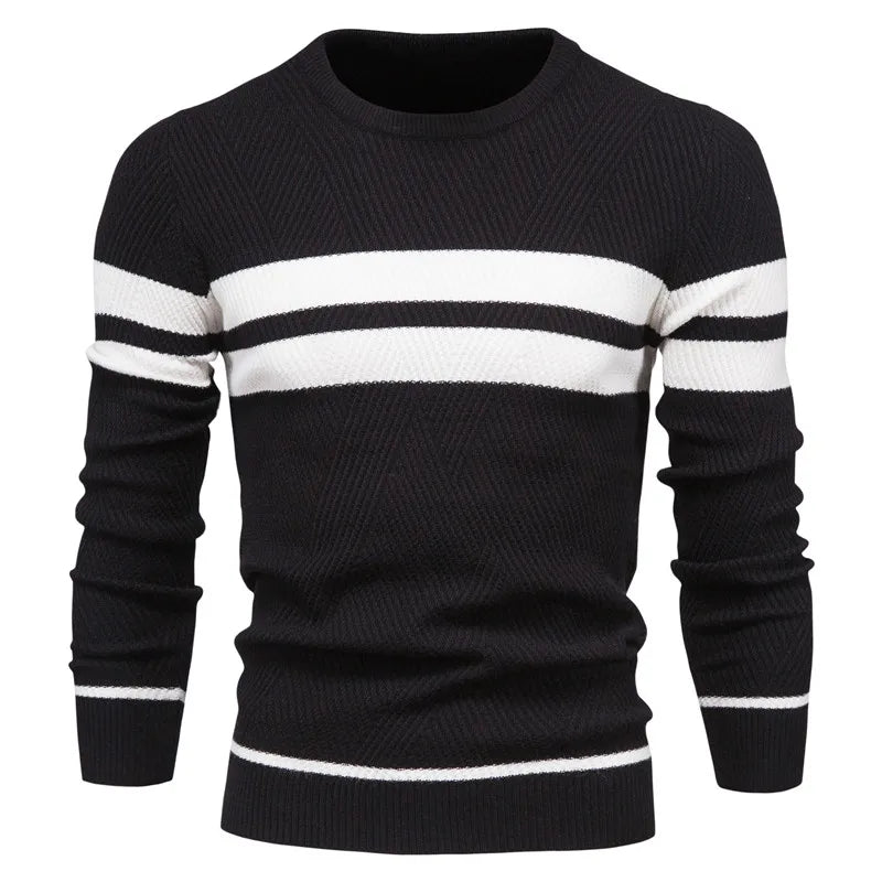 Black Men’s Patchwork Knit Sweater – The Crew