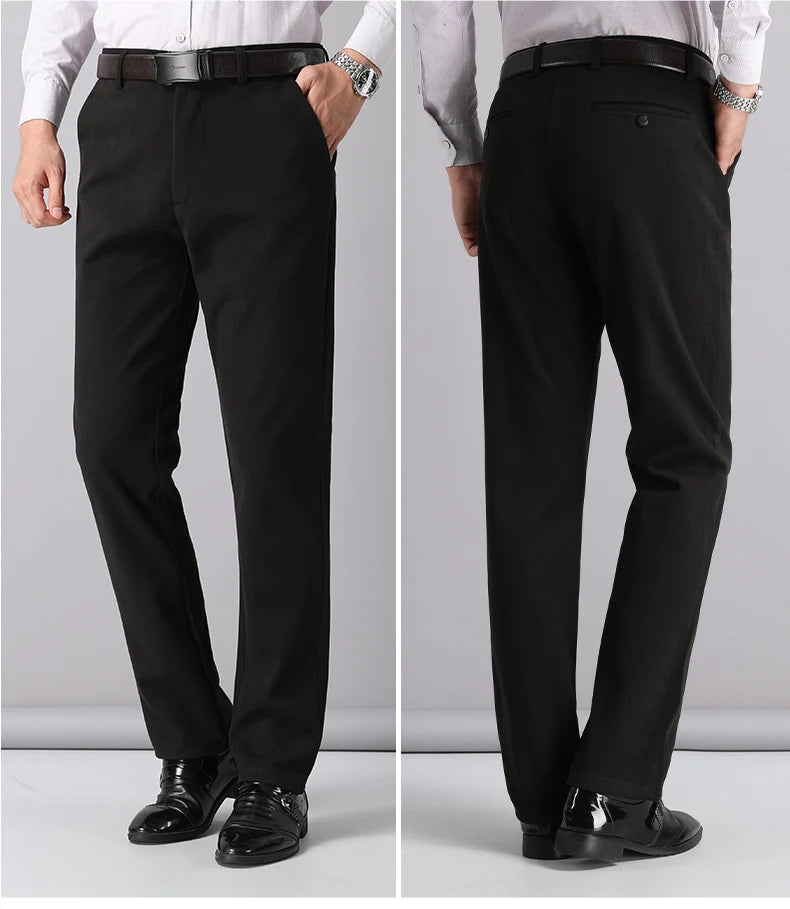 Men wearing Black wool pants rear – The Crew