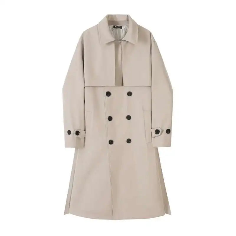 Beige Korean style trench coat men padded lining – The Crew