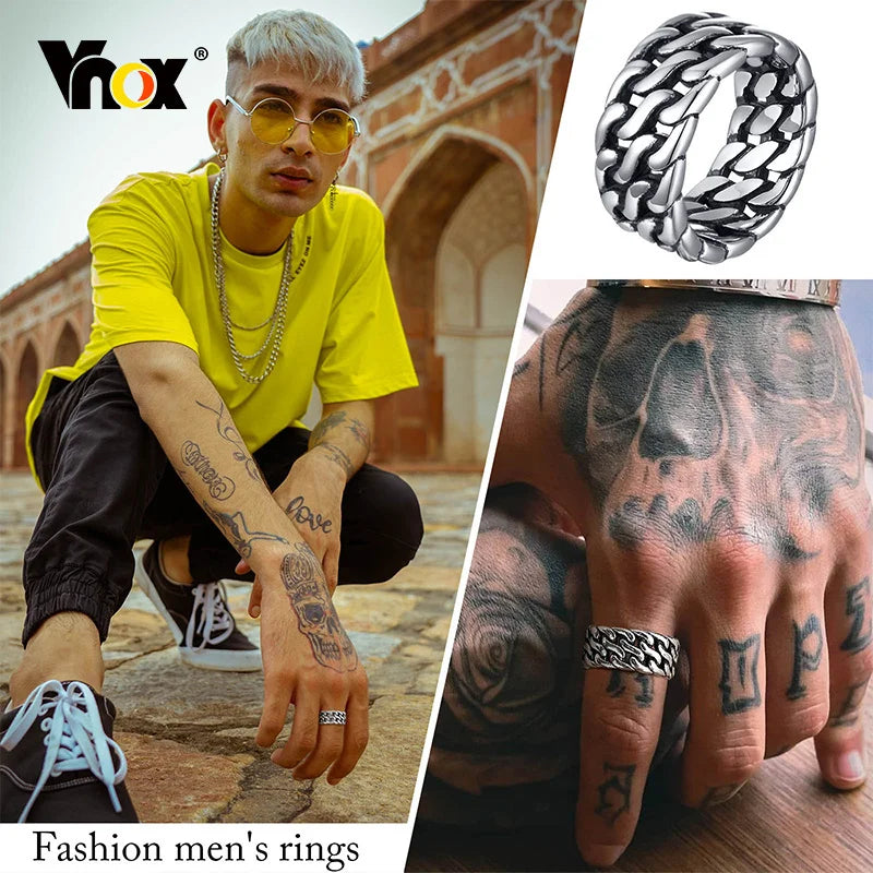 Men's Obsidian Cuban Double Link Ring