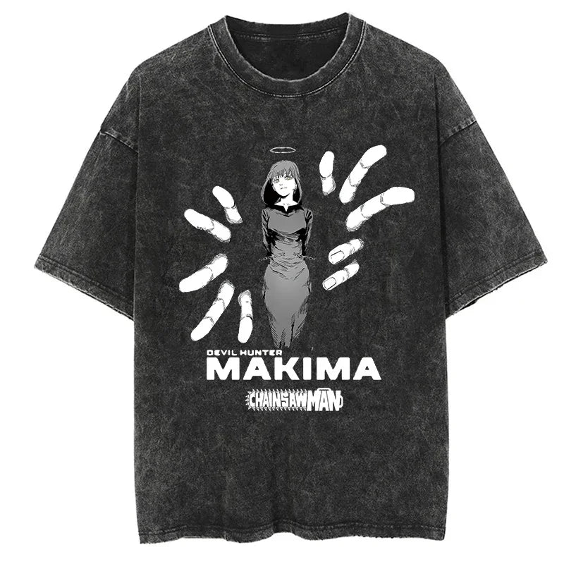 Vintage Makima Anime Graphic Tee for Men Streetwear Style - The Crew
