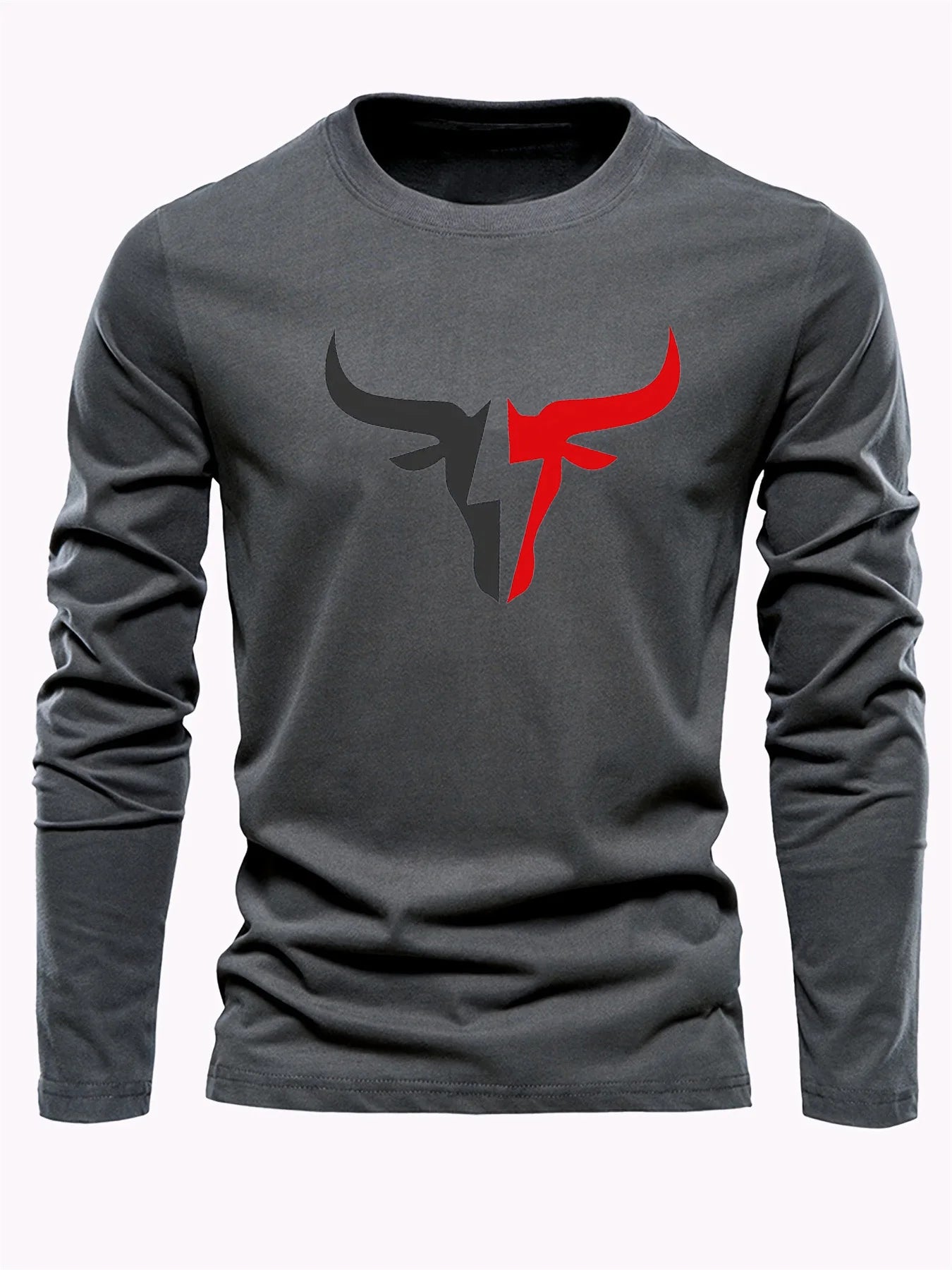 Grey Men’s Bull Print Cotton T-Shirt – The Crew