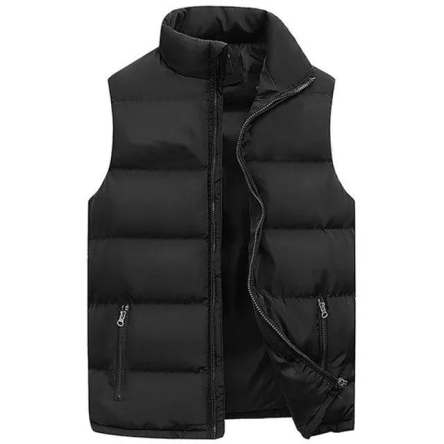 Black Men’s Padded Waterproof Winter Vest – The Crew