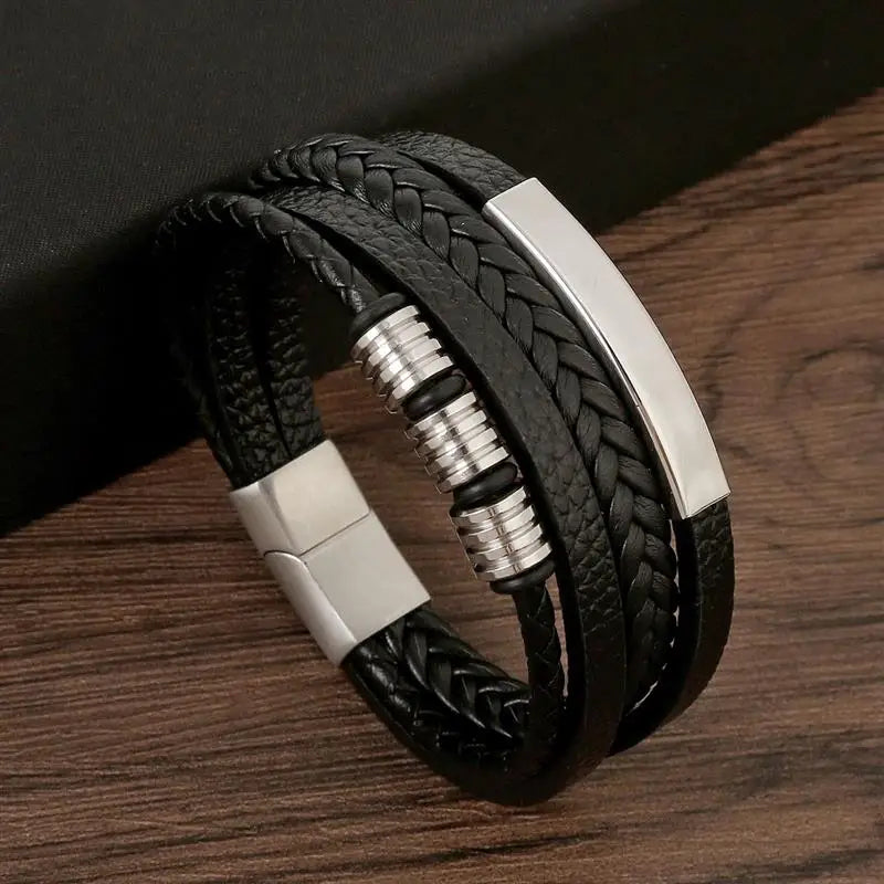 Classic Woven Leather Bracelet – Stylish & Durable – The Crew