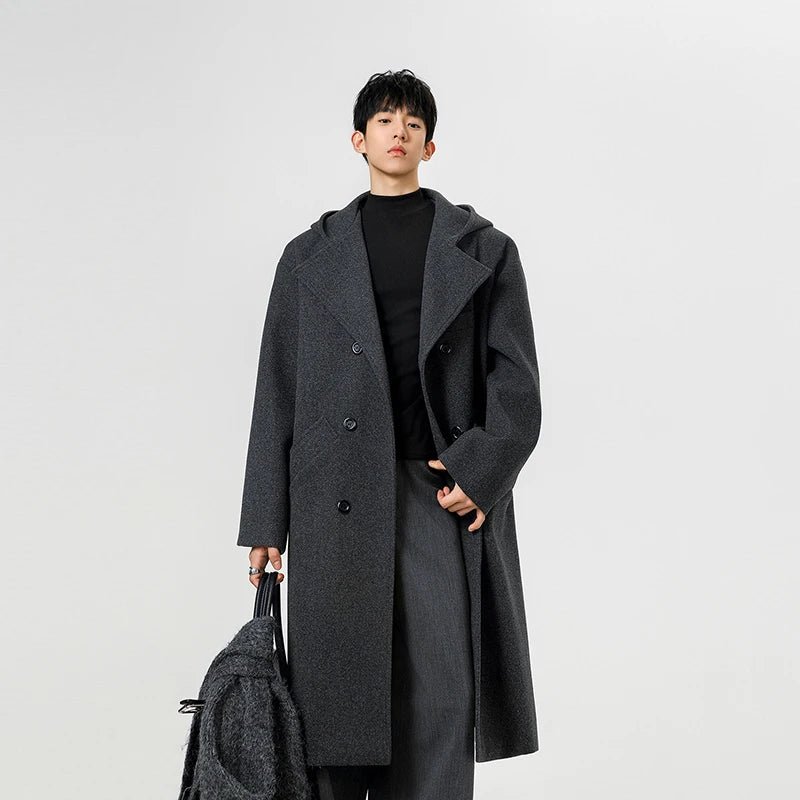 Men’s Hooded Wool Trench Coat – Double Breasted Winter 2025 - The Crew
