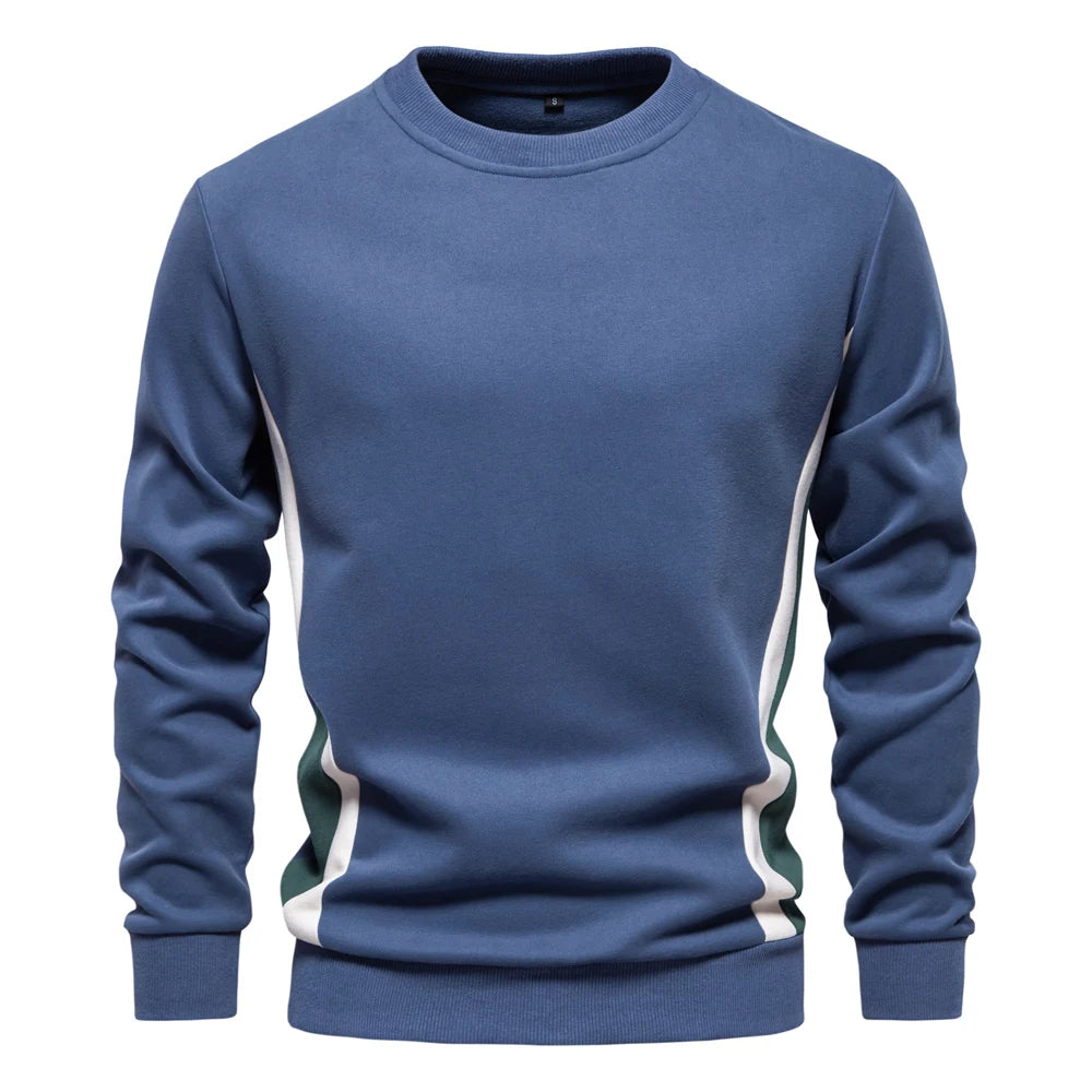 Light blue crew neck patchwork sweatshirt men – The Crew