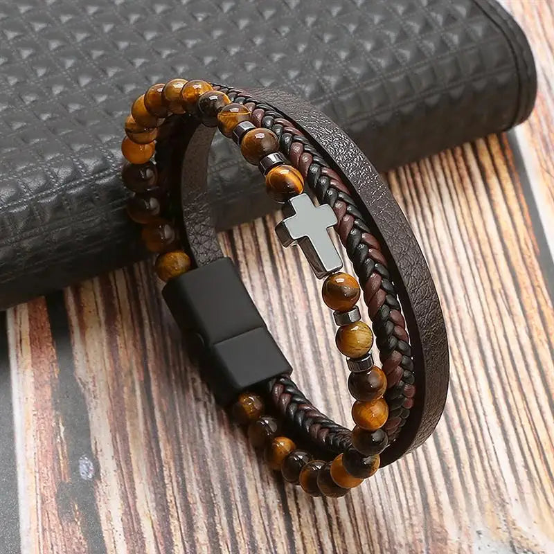 Classic Woven Leather Bracelet – Stylish & Durable – The Crew