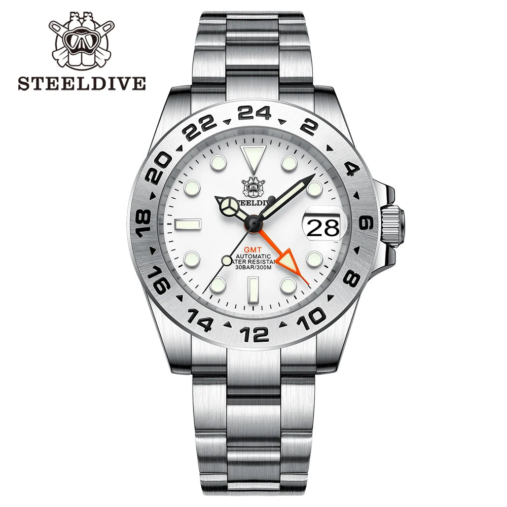 STEELDIVE SD1992 white bezel stainless steel bracelet – The Crew