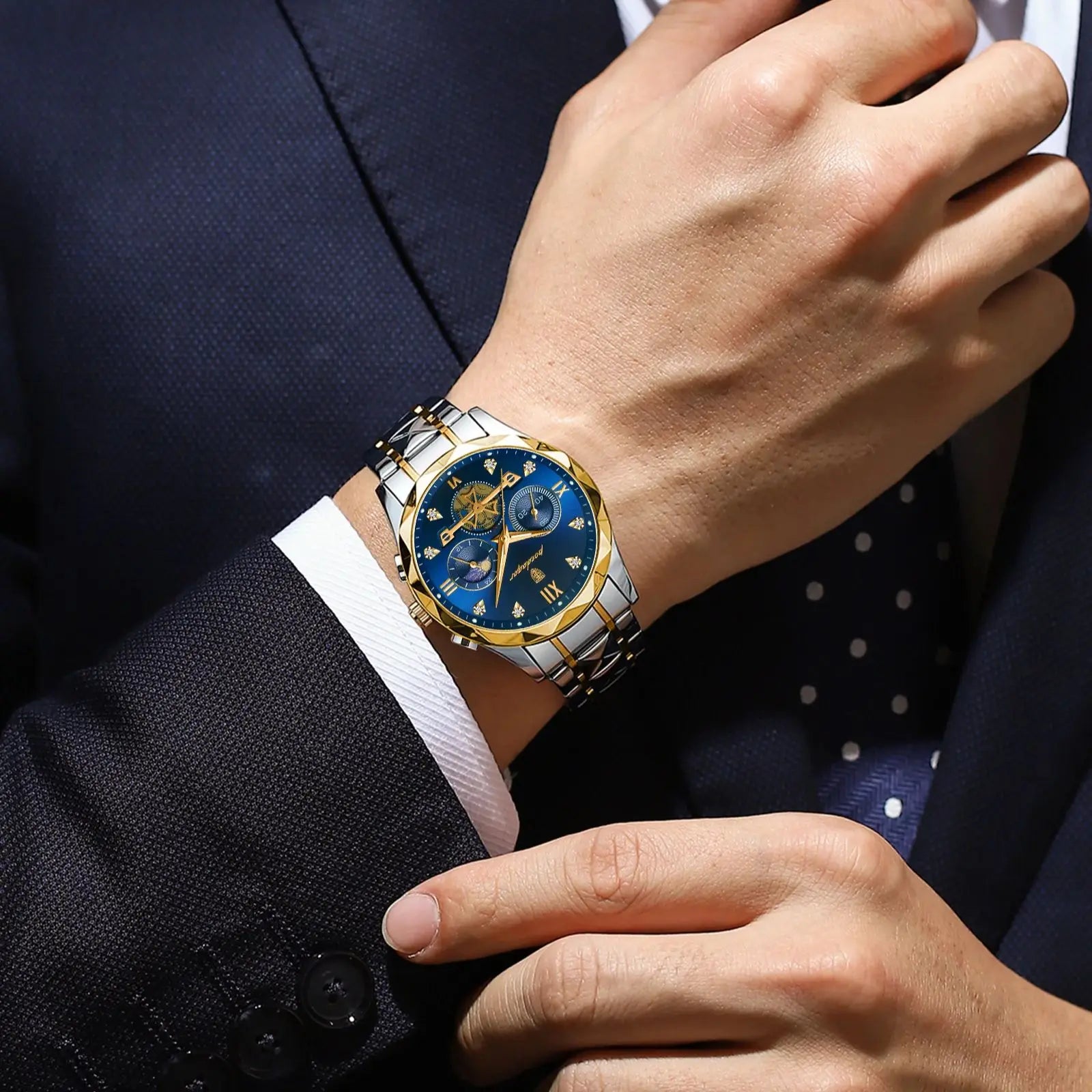 POEDAGAR 996 Chronograph Blue Dial Formal Wrist – The Crew