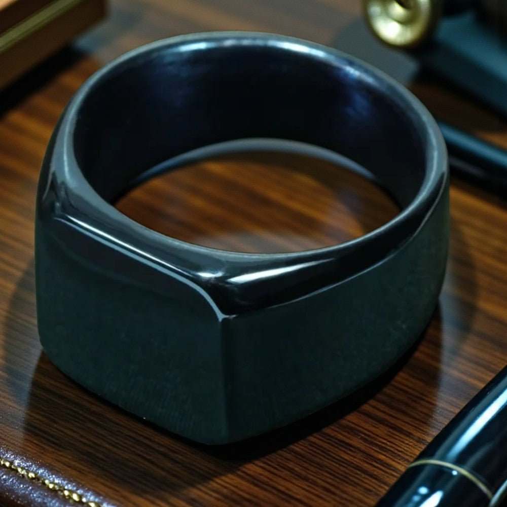 Square Stainless Steel Ring for Men – Black Gold Silver | The Crew - The Crew