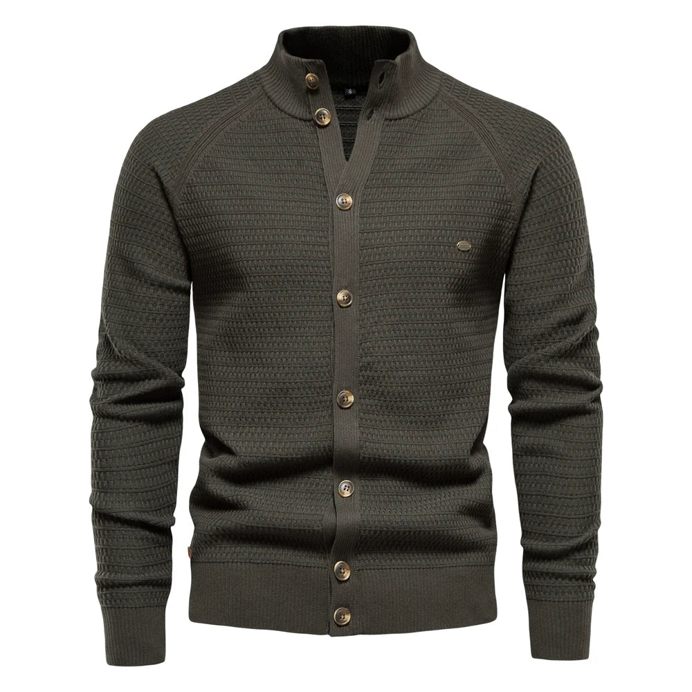 Men’s Olive Green Knit Cardigan Front Buttoned – The Crew