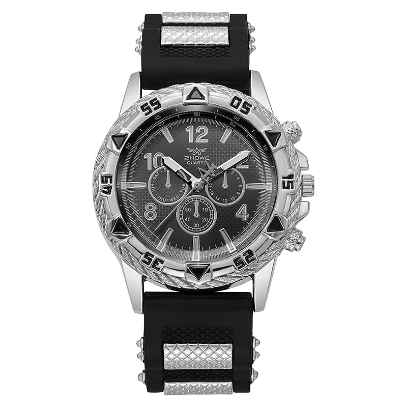 HZM012 Silicone Casual Sport Watch Silver Dial Front – The Crew
