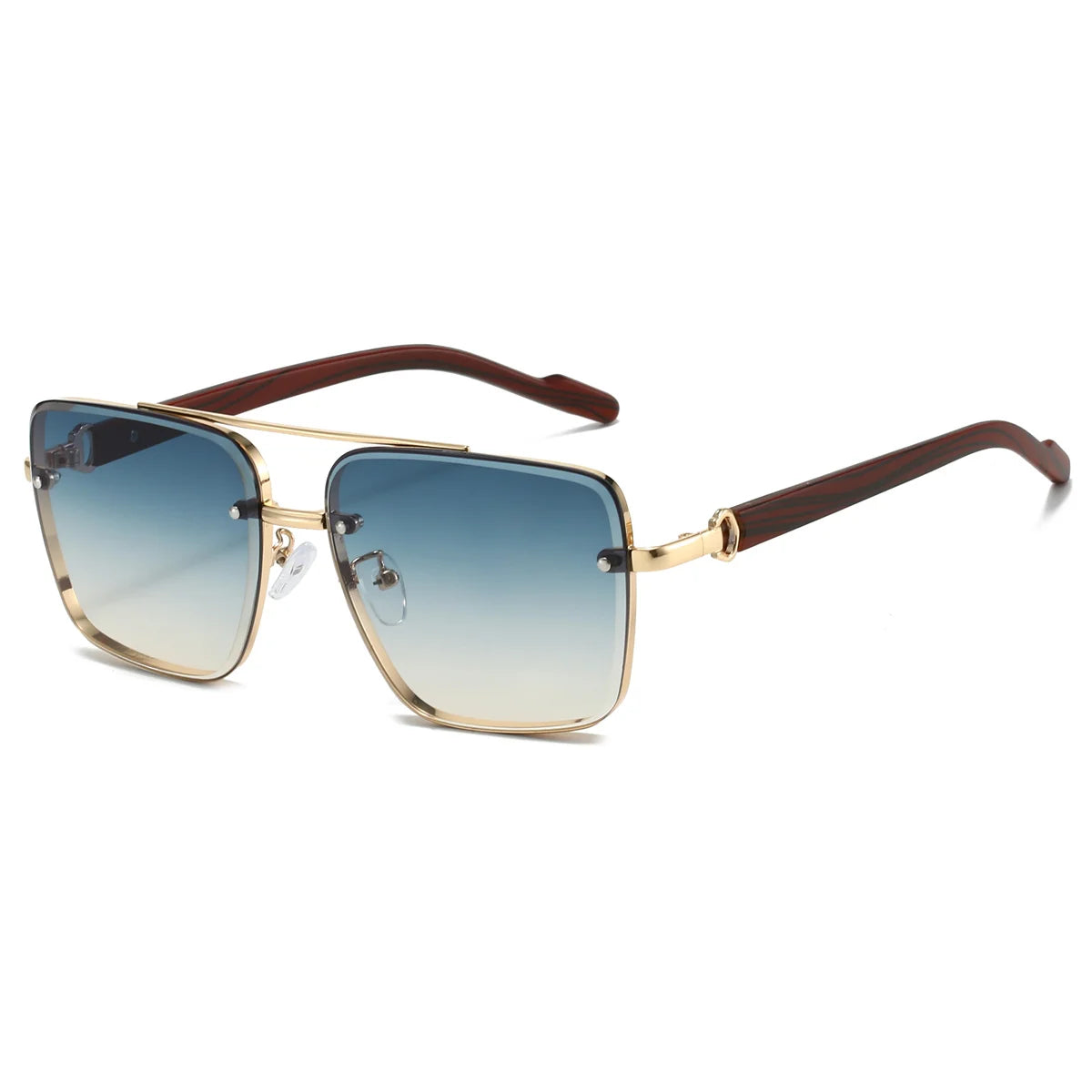 Women’s Retro Square Metal Double-Bridge Sunglasses
