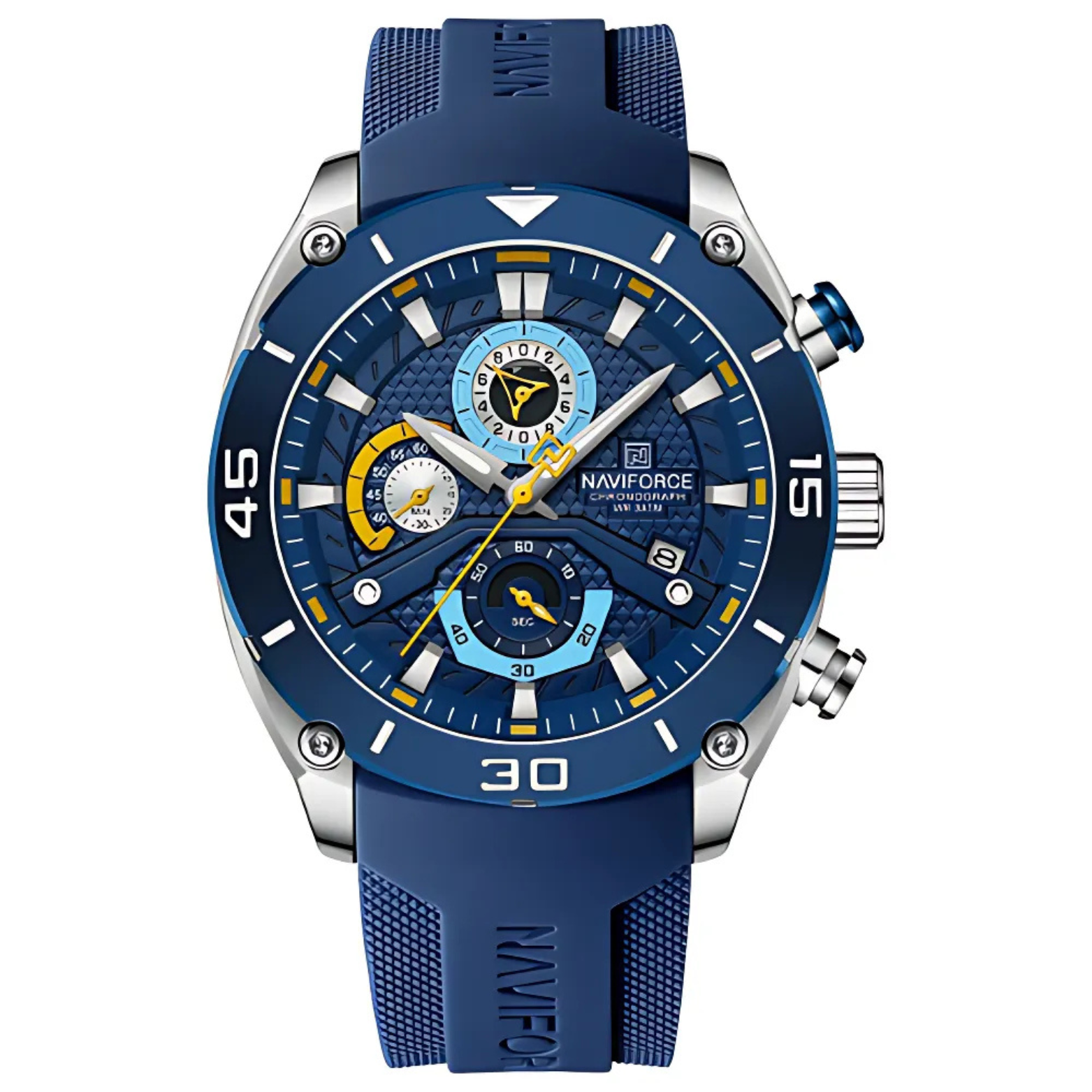 NAVIFORCE NF8038 Sport Chronograph Blue Silicone Strap – The Crew