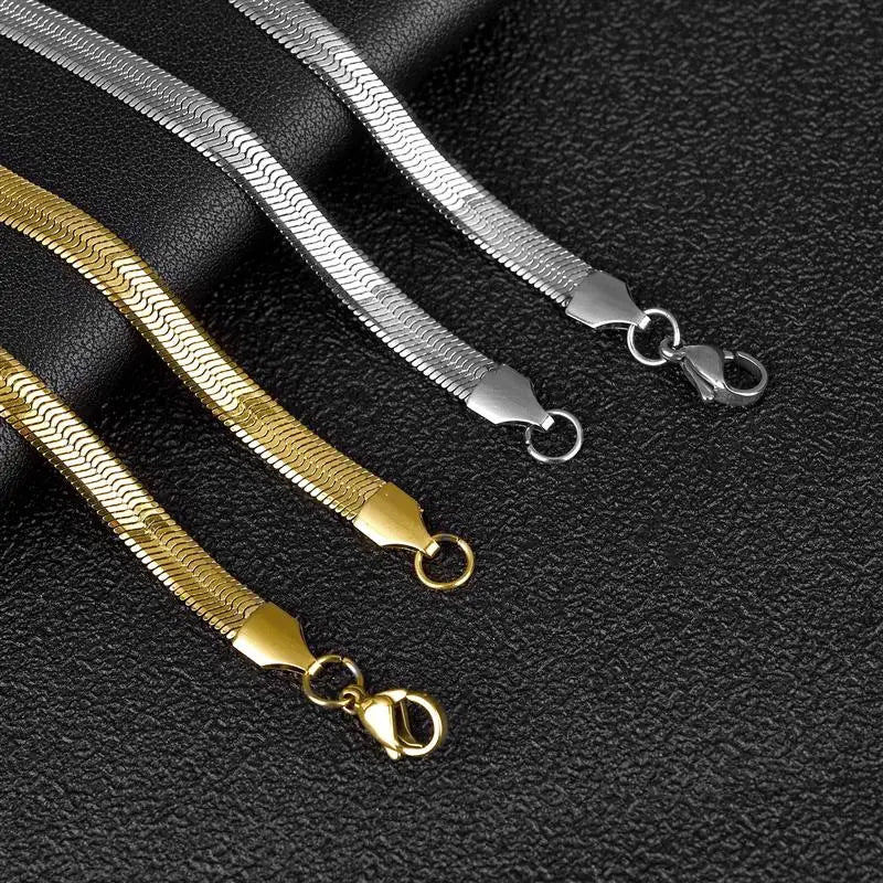 Gold & silver stainless steel snake chain clasp detail – The Crew