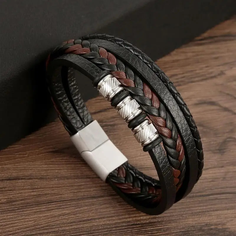Classic Woven Leather Bracelet – Stylish & Durable – The Crew