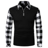 Men slim fit pullover shirt with zipper plaid sleeves – The Crew