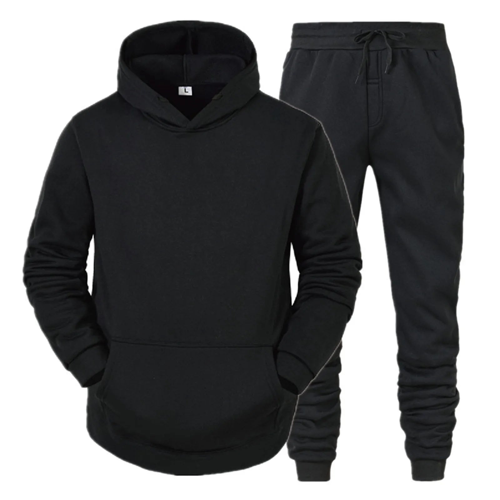 Black Men’s Sports Tracksuit Hoodie and Pants – The Crew