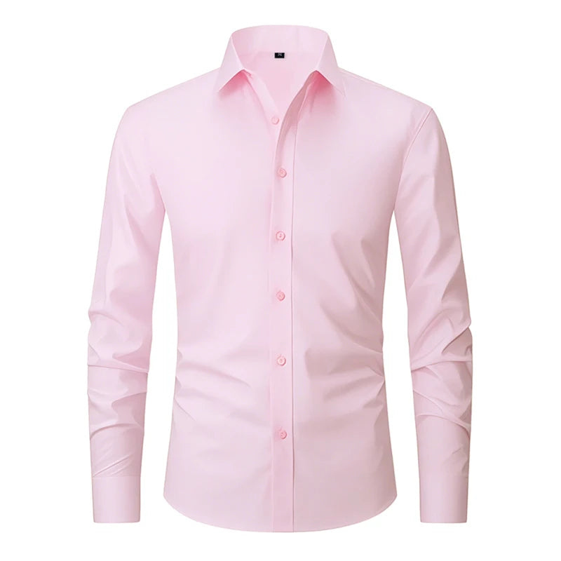 Pink slim fit dress shirt men elegant outfit – The Crew
