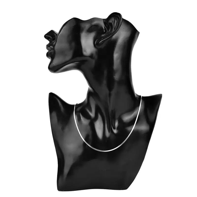 Silver snake chain necklace worn by model – The Crew