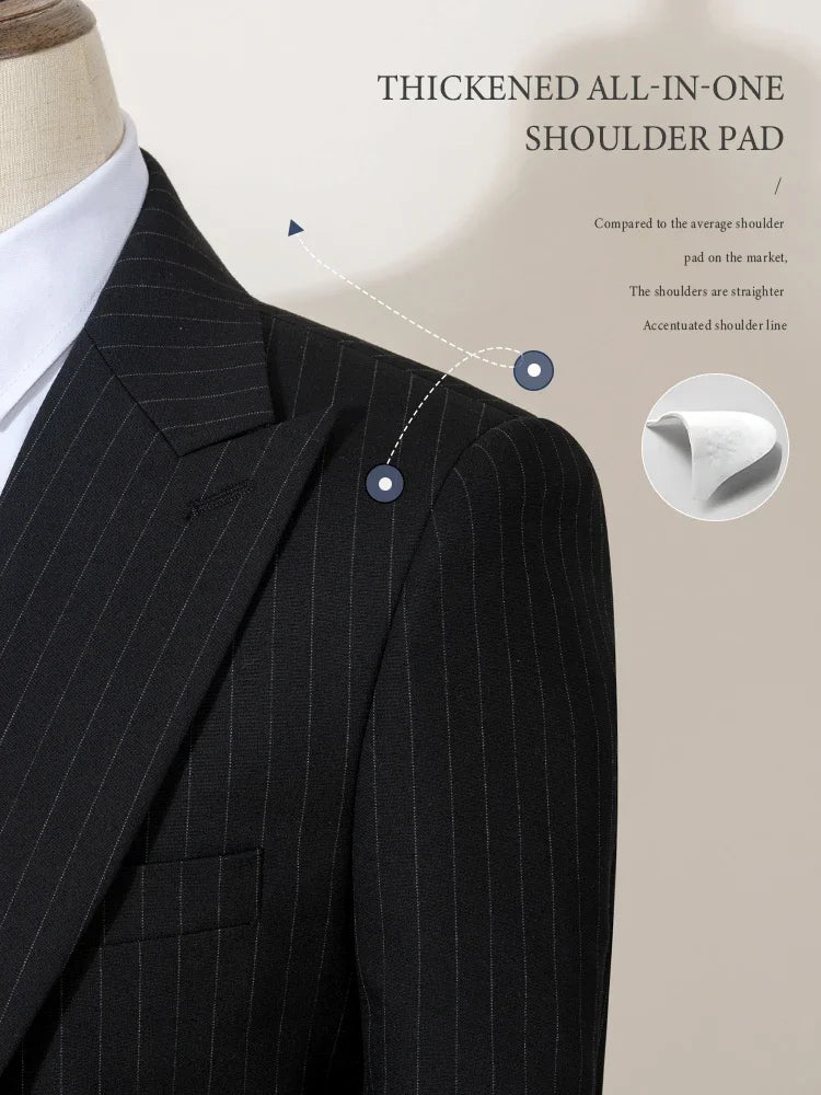 Men’s Classic Striped Suit – Elegant Business Style - The Crew