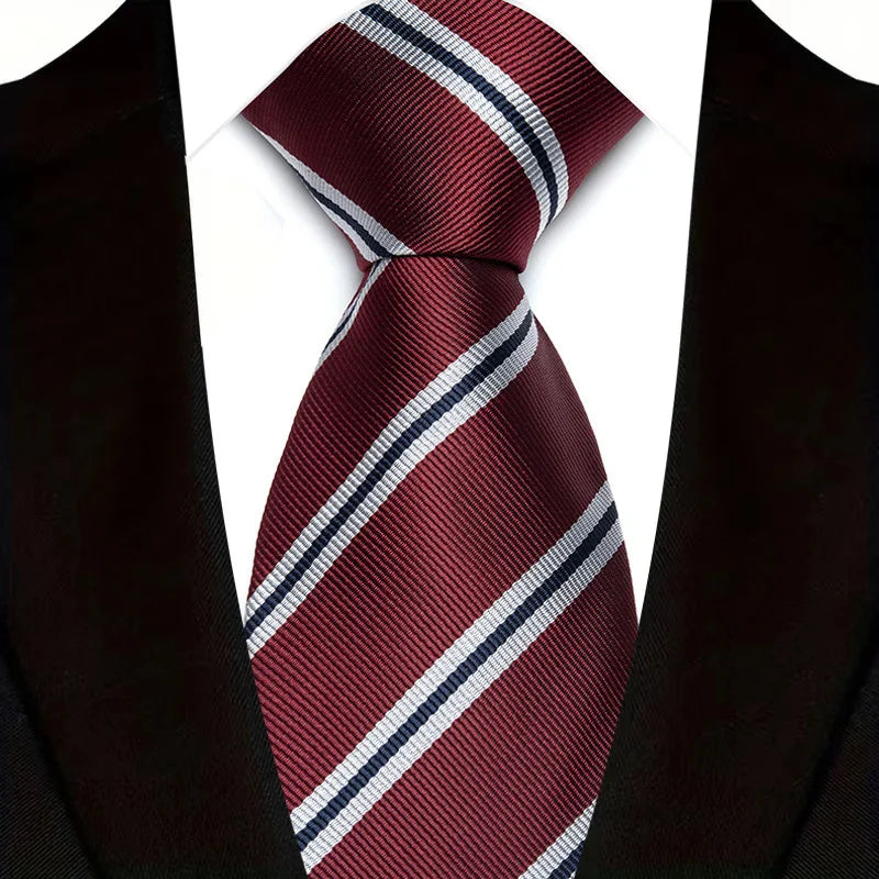Men’s Red Striped Jacquard Tie Classic Style – The Crew