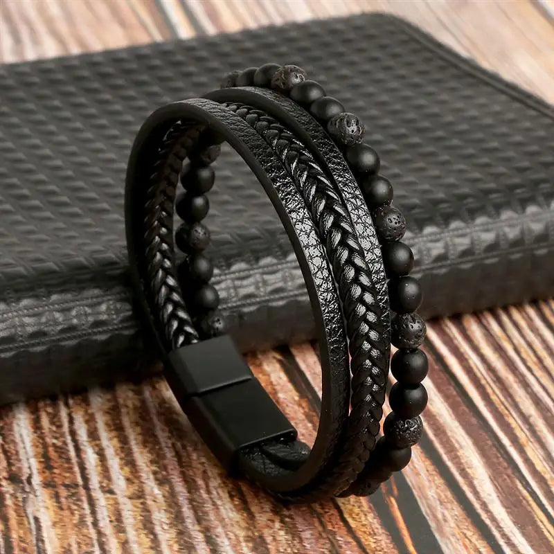 Classic Woven Leather Bracelet – Stylish & Durable – The Crew