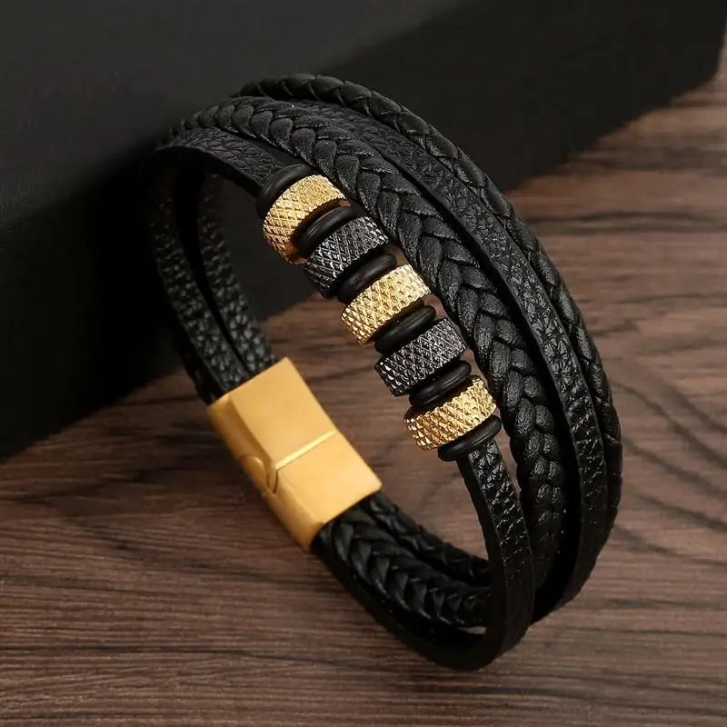 Classic Woven Leather Bracelet – Stylish & Durable – The Crew