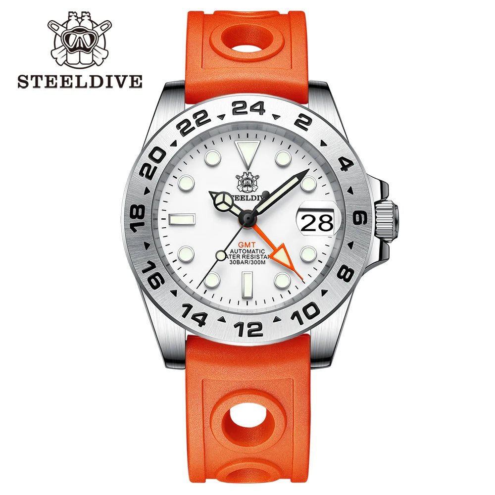 STEELDIVE SD1992 white bezel rubber strap front – The Crew