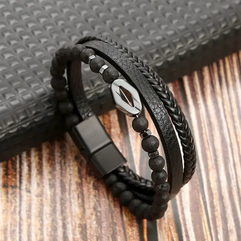 Classic Woven Leather Bracelet – Stylish & Durable – The Crew