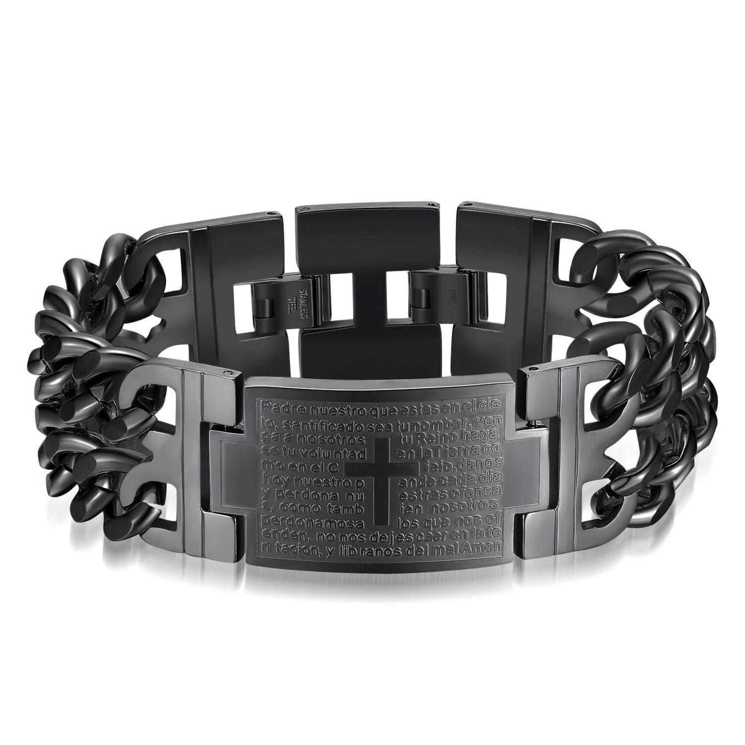 Wide Cuban stainless steel bracelet dark silver – The Crew