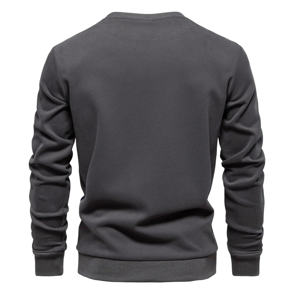 Dark gray patchwork sweatshirt back view men – The Crew