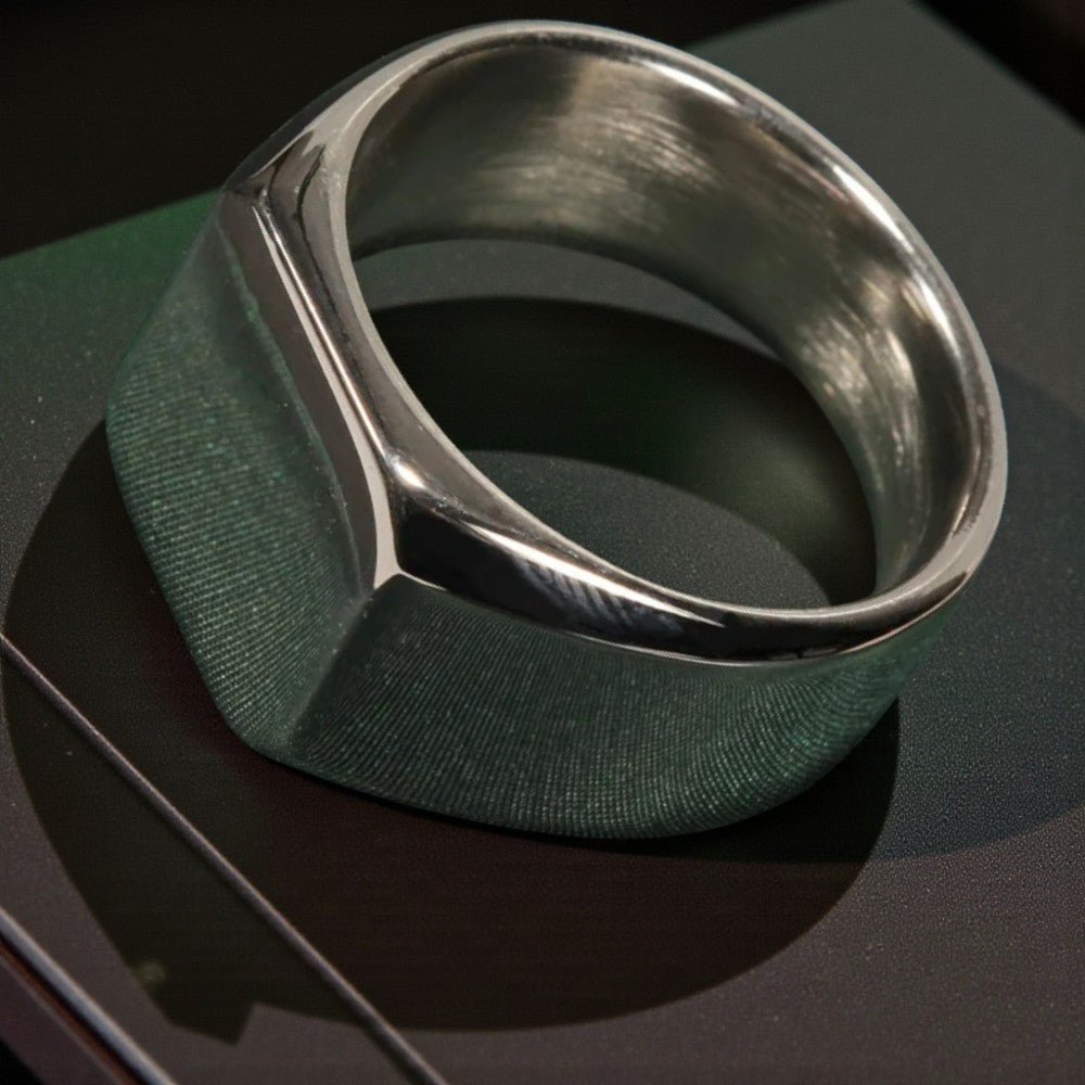 Square Stainless Steel Ring for Men – Black Gold Silver | The Crew - The Crew