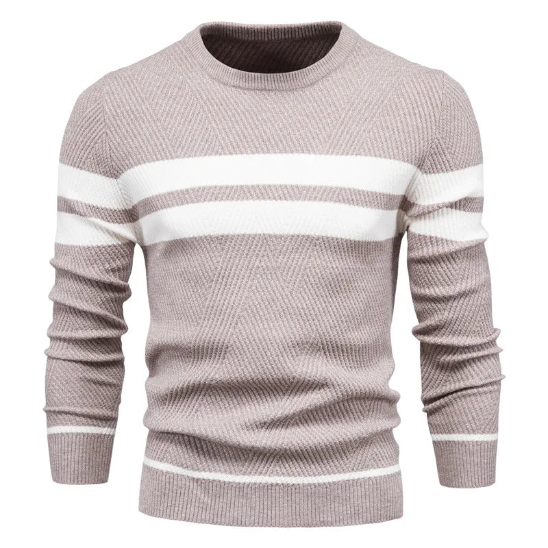 Beige Men’s Patchwork Knit Sweater Slim Fit – The Crew