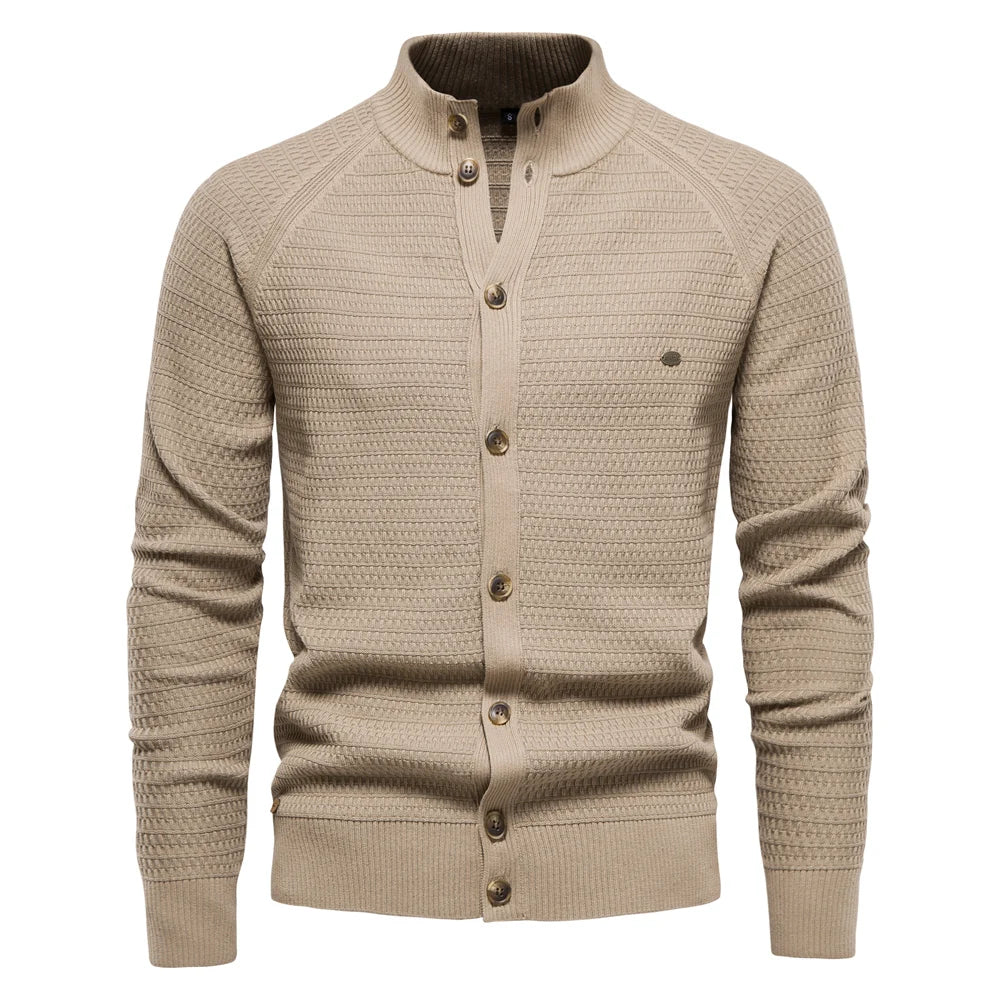 Men’s Beige Knit Cardigan – The Crew
