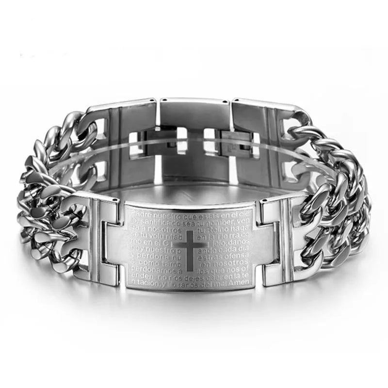 Wide Cuban stainless steel bracelet silver – The Crew