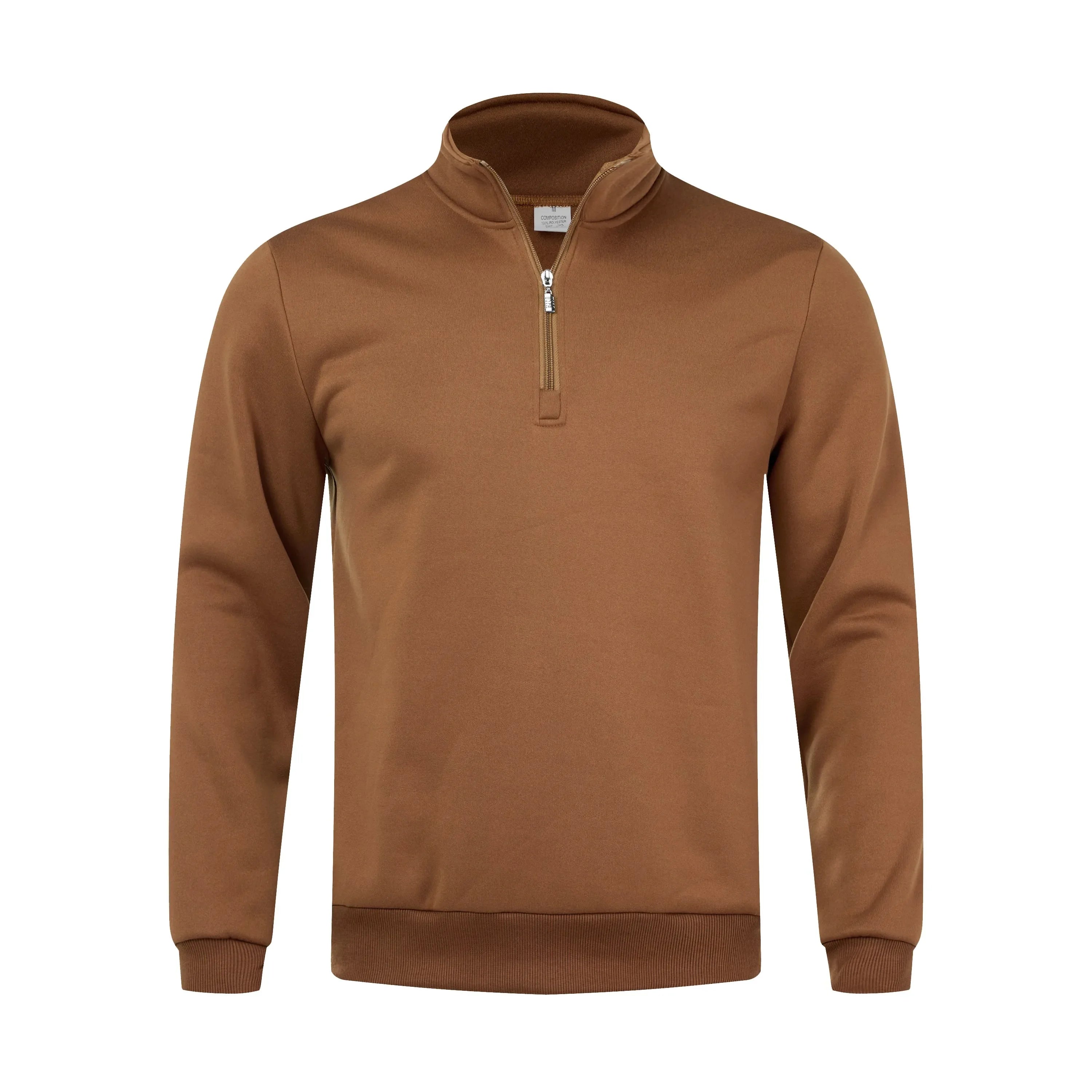 Brown Men’s Knit Mock Neck Quarter Zip Pullover – The Crew