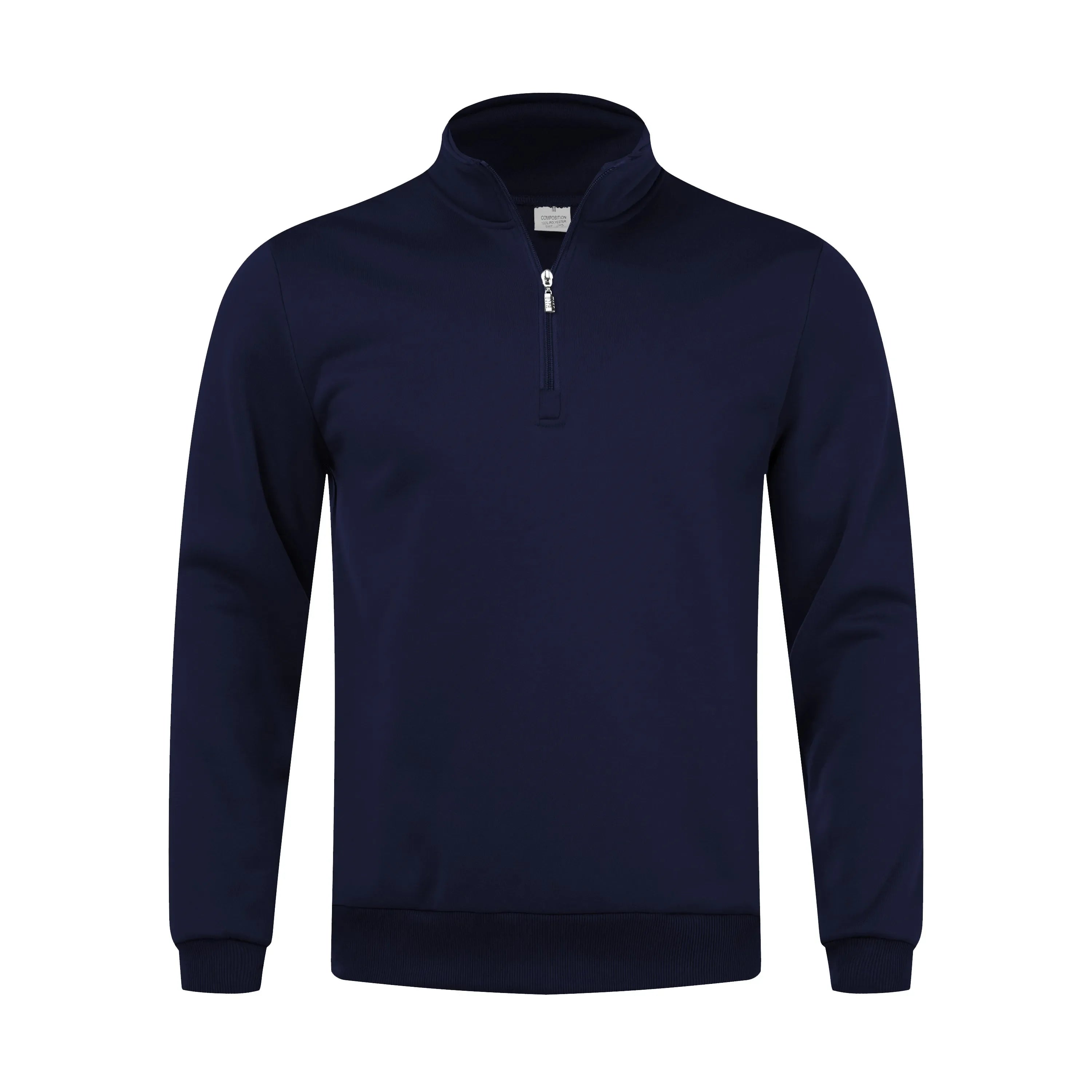 Navy Blue Men’s Knit Mock Neck Pullover – The Crew