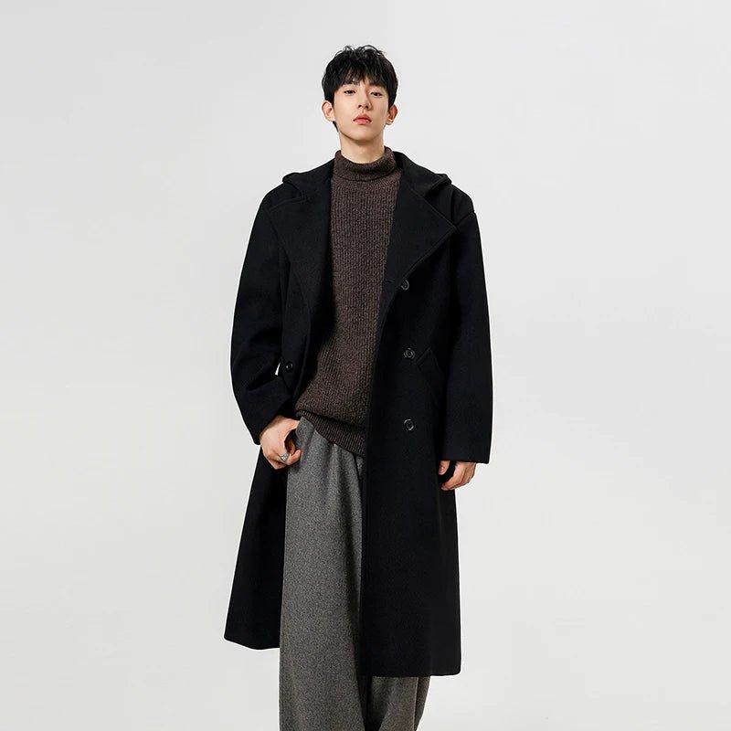 Men’s Hooded Wool Trench Coat – Double Breasted Winter 2025 - The Crew